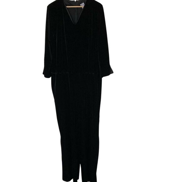 Chicos Pants - Chicos Womens Velvet V Neck Jumpsuit XXL Black Long Sleeve Wide Leg‎ Classy